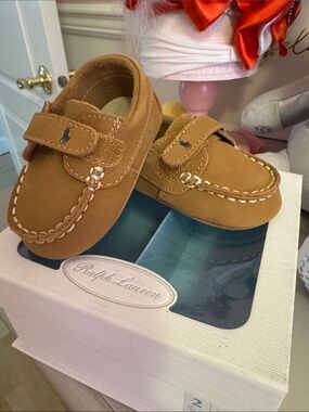 Ralph Lauren Little Boy Tan Suede Moccasin Shoes